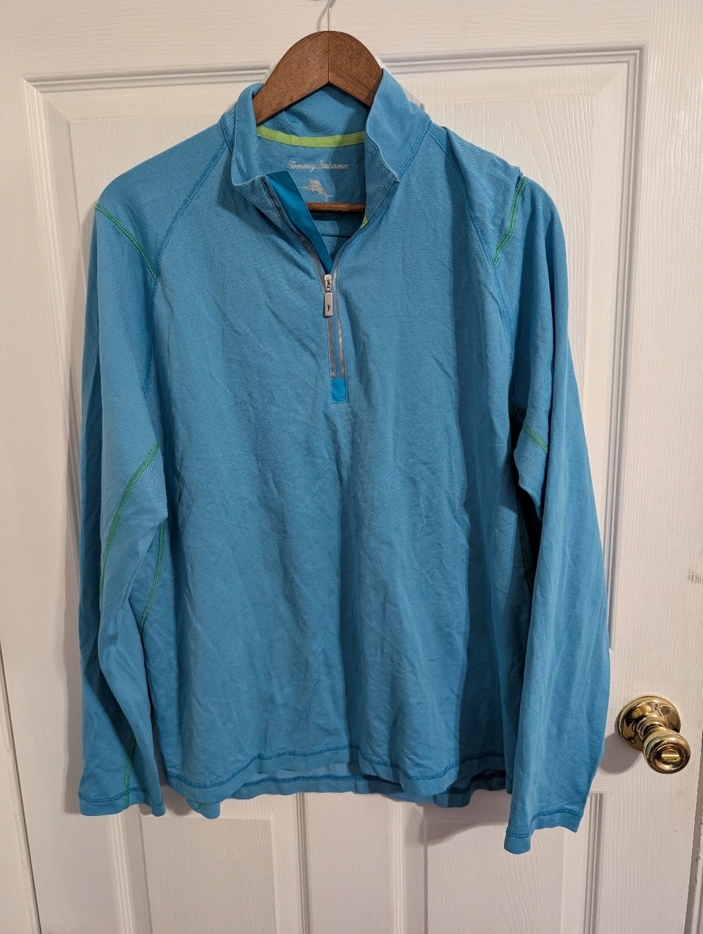 Tommy Bahama Mens Pullover Blue 1/4 Zip Lightweight Performance Size Large
